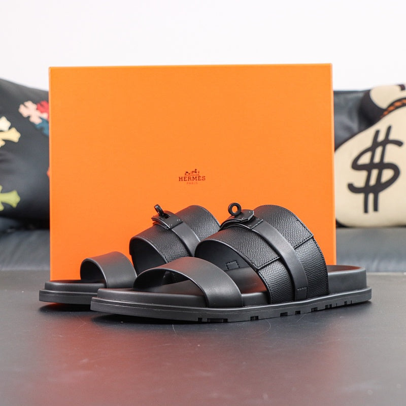 Hermes Extra Sandal - Black Epsom/Calfskin