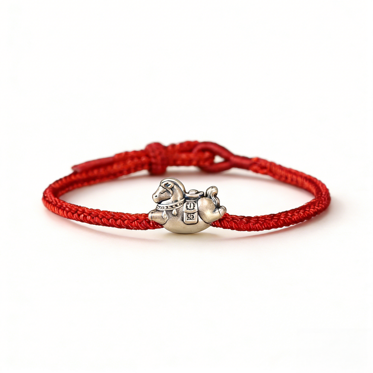 999 Silver Heavenly Joy Pony Bracelet with Adjustable Handmade Cord