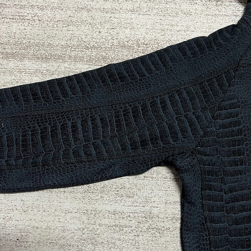 Grey Croc-Print Zip Garment