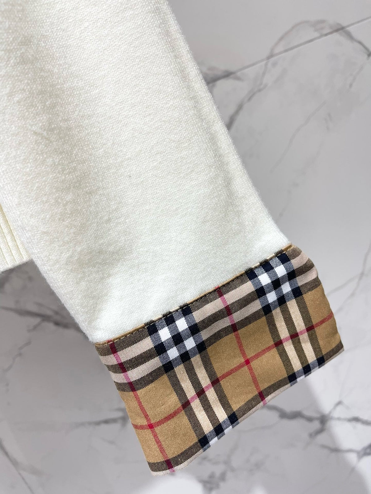 Vintage Check Cuff Wool Cardigan