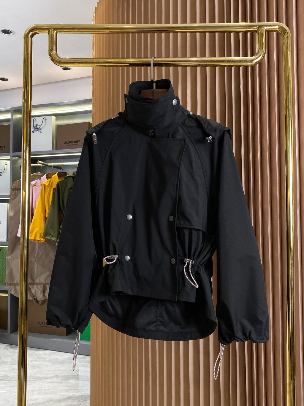 Drawstring Cropped Trench Jacket