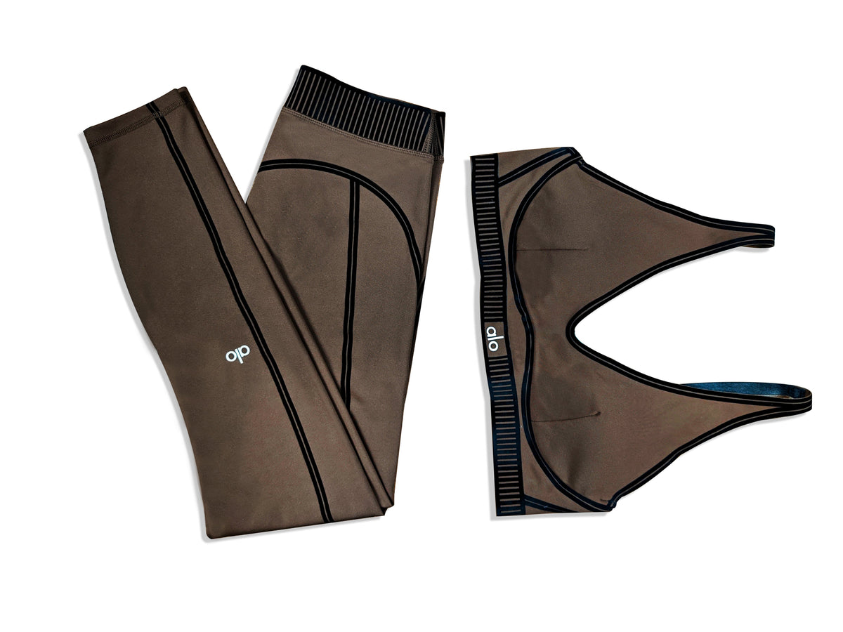 Alo Yoga Bra + Legging Set – Dark Mocha
