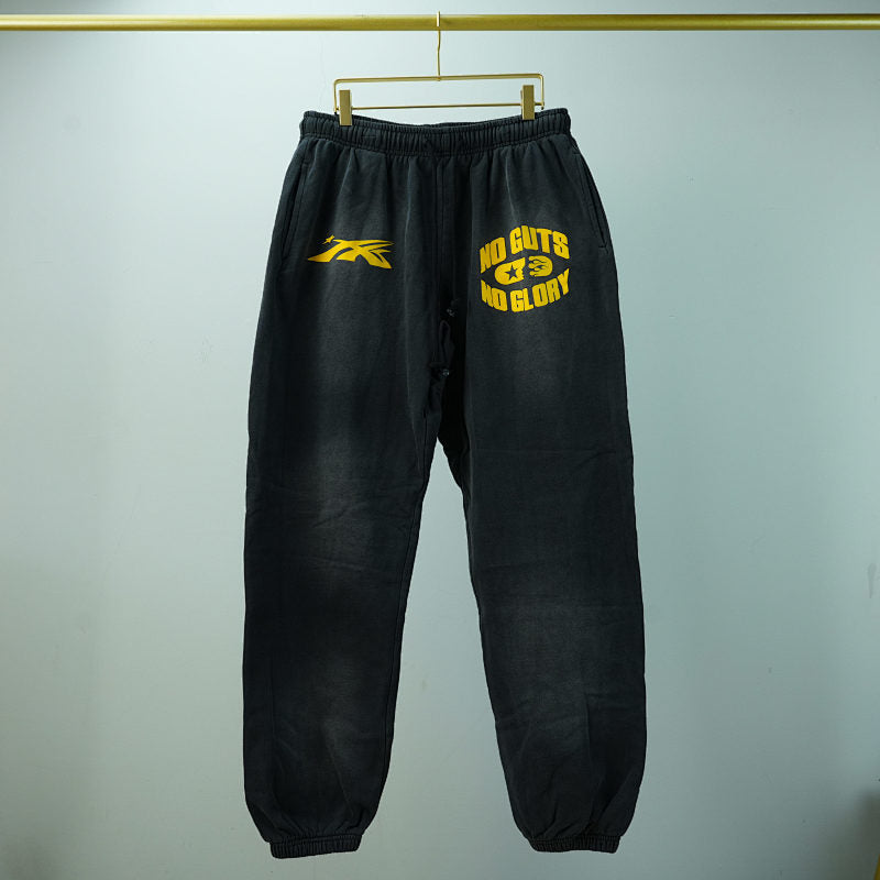 Hellstar No Guts No Glory Closed Elastic Bottom Sweatpants Midnight Dye Black