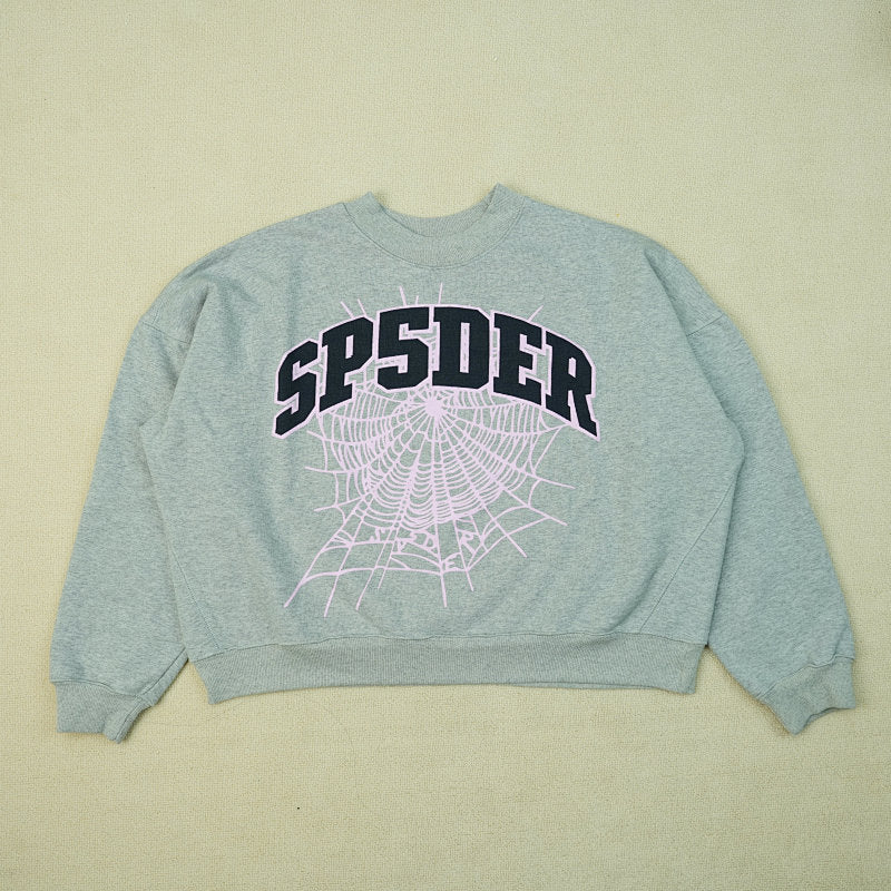 Sp5der Varsity Web Crewneck Heather Grey