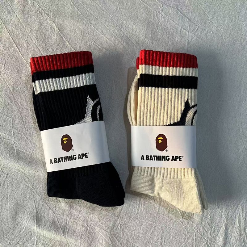 Shark Graphic Striped Crew Socks 2-Pack
