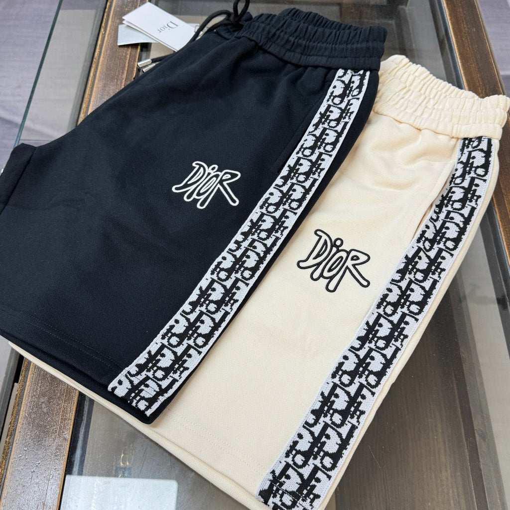 Oblique Side Stripe Drawstring Shorts