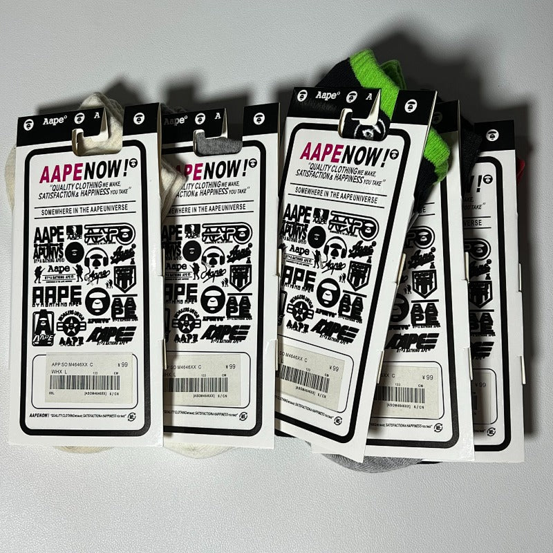 AAPE Sock Multi-Packs - Red/Cream/Black/Camo/Neon