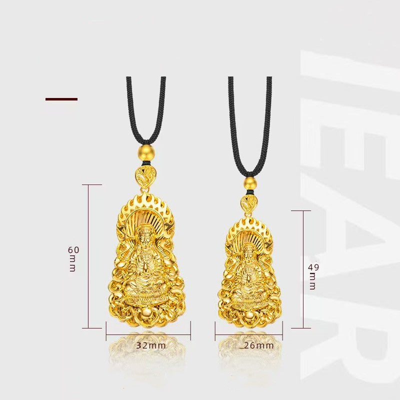 Gold Guan Yin Buddha Pendant-Compassion & Serenity