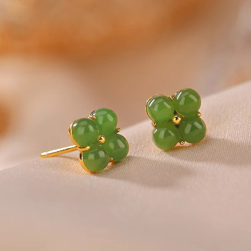 Four Leaf Clover Jade Earrings-Faith & Hope
