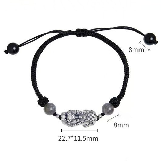 999 Silver Pixiu Moonstone Bracelet-Prosperity & Inner Peace