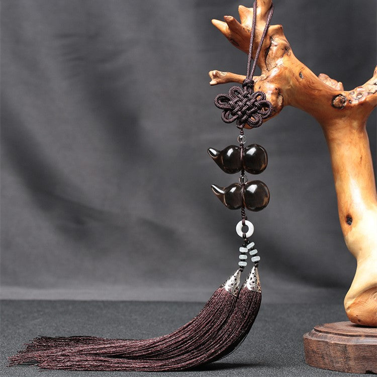Natural Smoky Crystal Calabash Lucky Car Pendant