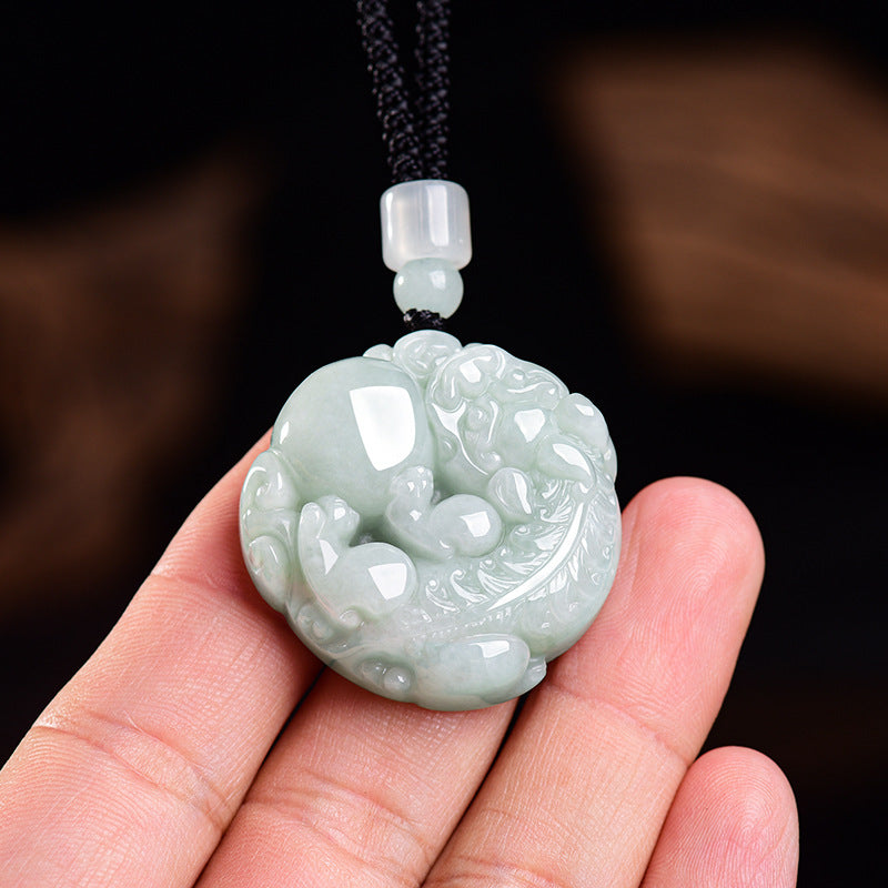 Pixiu Holding Fortune Jade Pendant-Wealth Stability & Prosperity