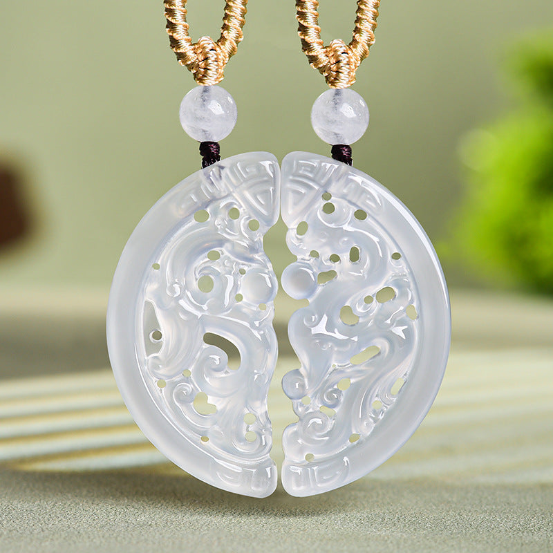 Dragon & Phoenix Hollow Design Aaget Pendant Set – Unity. Love & Lifelong Bond
