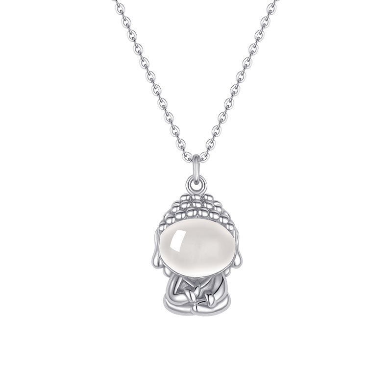 Faceless Buddha Chalcedony S925 Silver Necklace-Inner Stillness