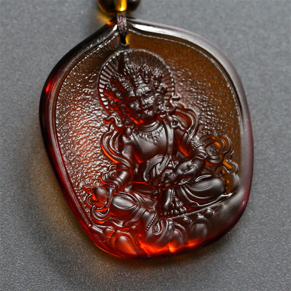 Yellow Jambhala Liuli Pendant-Wealth Generosity & Prosperity