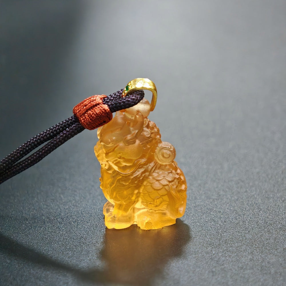 Flame Qilin Glaze Pendant¨CGuardian of Courage & Auspicious Energy
