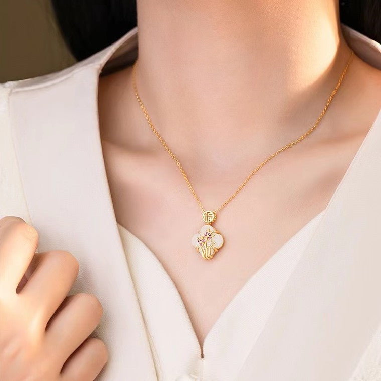 Orchid Blessing Jade Necklace ¨C Good Luck & Elegant Harmony