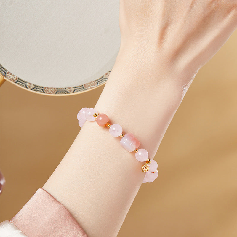 Pink Crystal Pixiu Bracelet–Fortune. Love & Graceful Energy