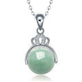 Natural Ice Jade Pendant Necklace-Zirconia Crystal-Grade A Jade