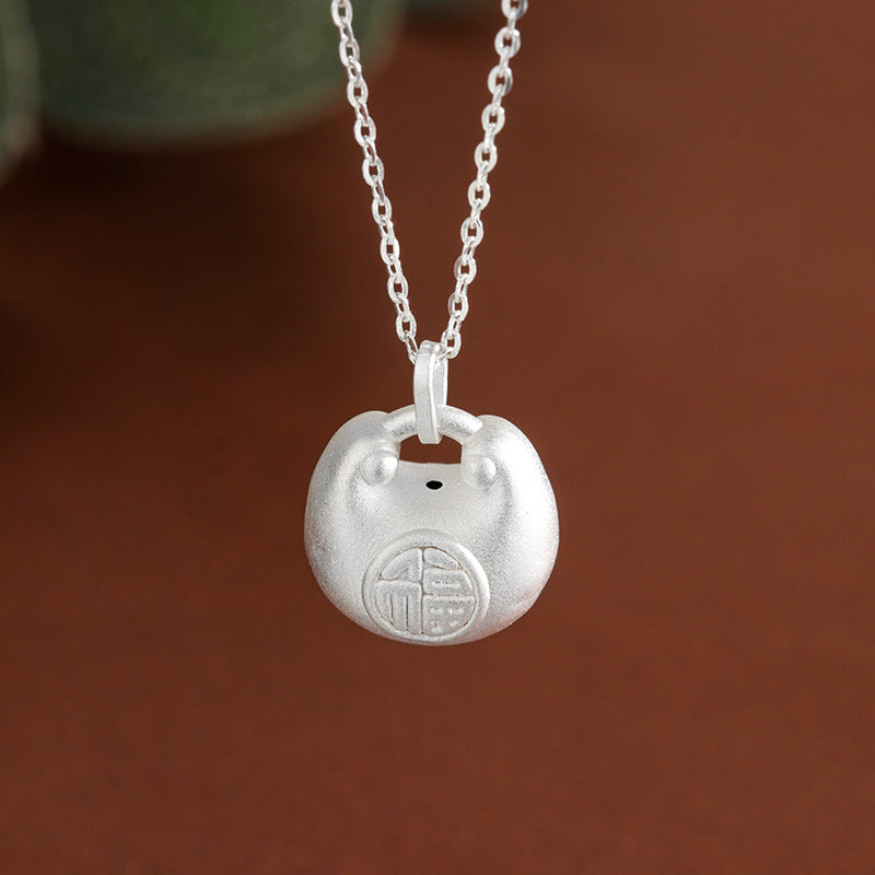 Longevity Blessing Lock Silver Necklace ¨C Peace. Love & Lasting Happiness