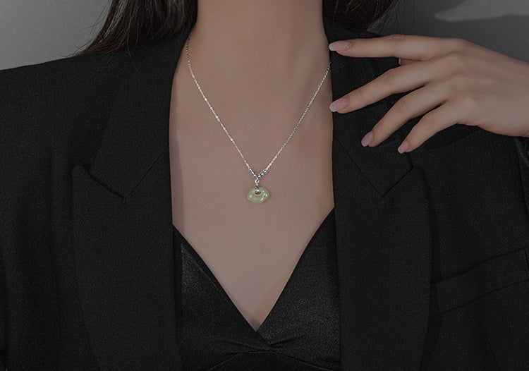 Good Fortune Ru Yi Green Jade Necklace-Gentle Wishes