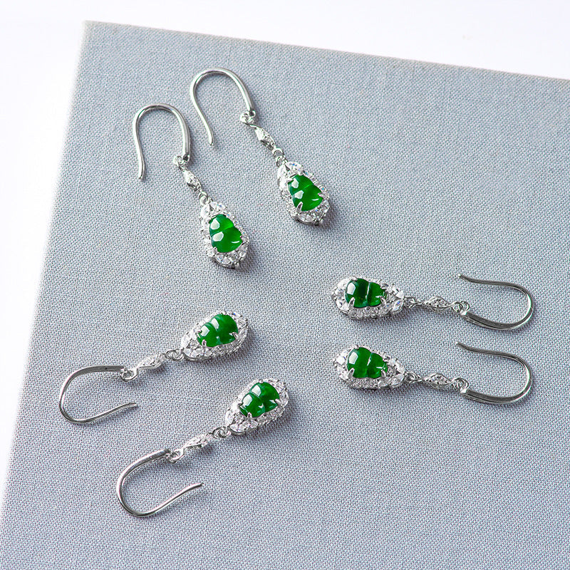 Wulu Green Jade Wealth Earrings