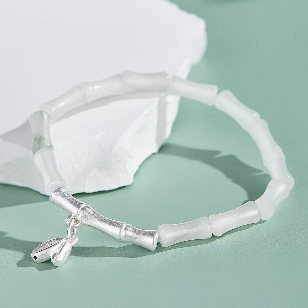 Quiet Growth-White Jade Bamboo Bracelet