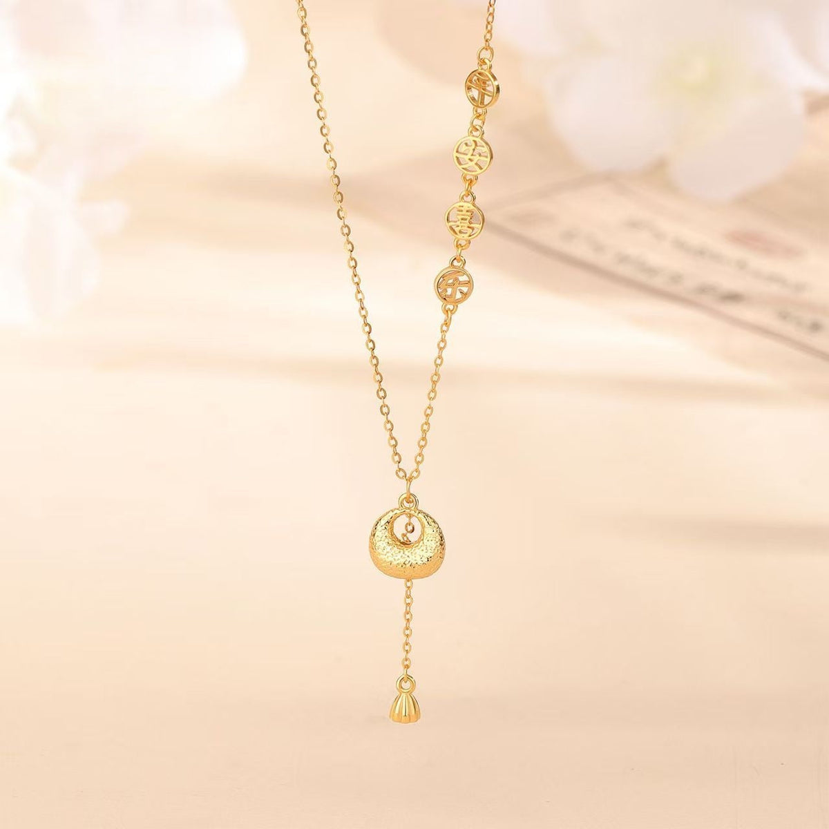 Gold Blessing Pouch Necklace¨CPeace Joy & Harmony