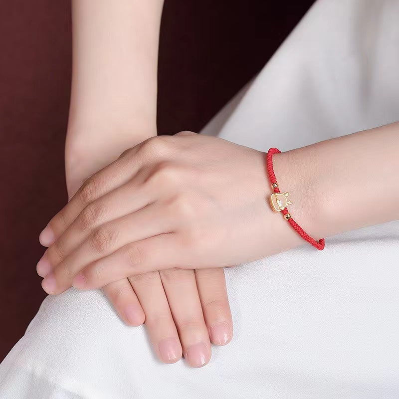 Dragon Red String Bracelet-White Jade