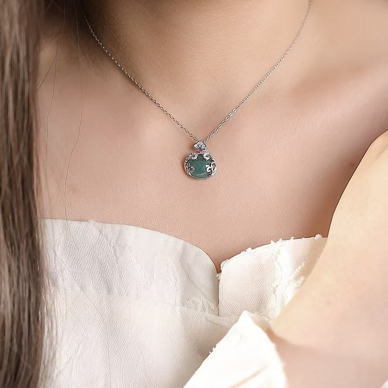 Blue Ice Jade Peace Knot Necklace-Harmony&Protection