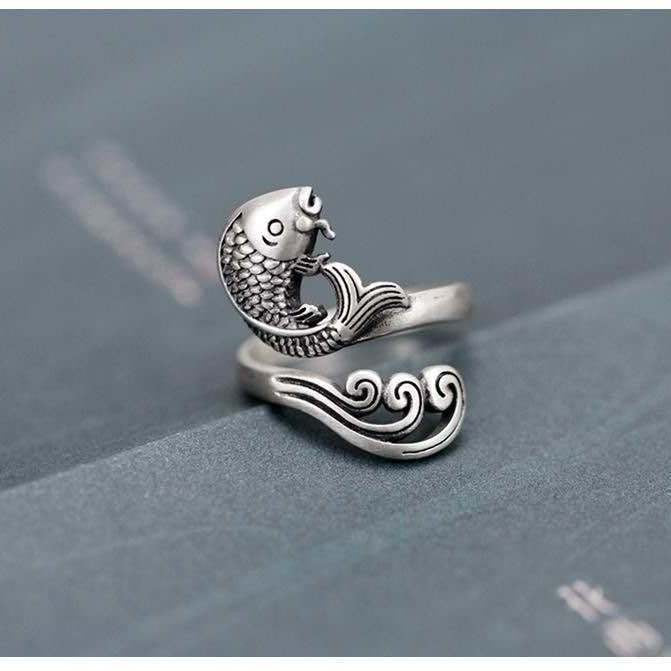 Silver Koi Fish Vintage Ring