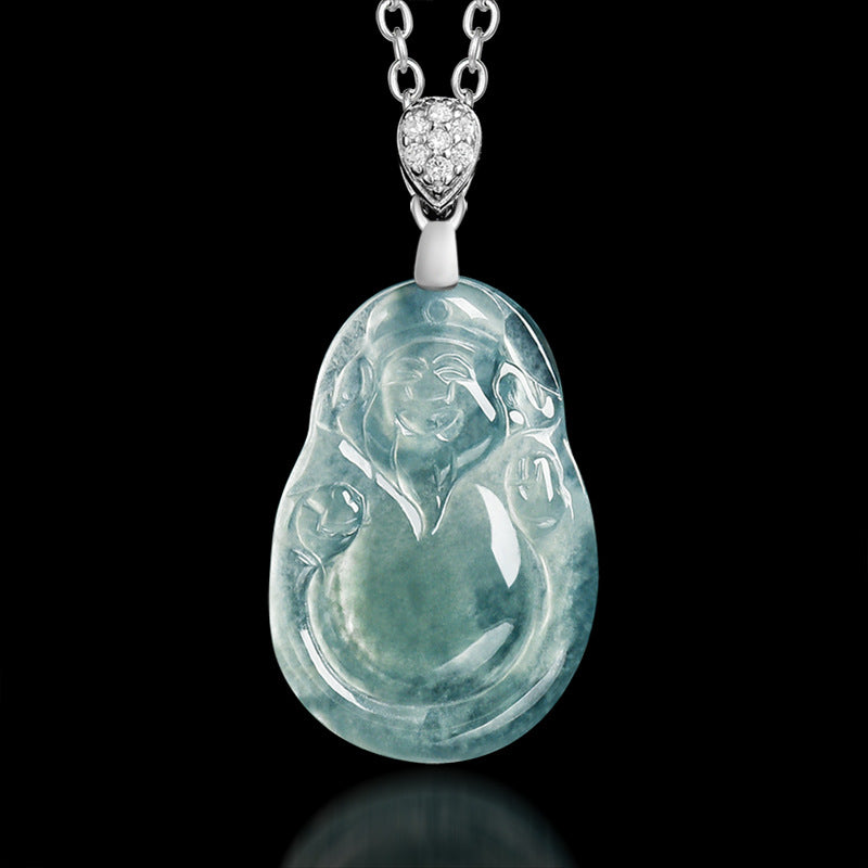 Blue Ice Jade Wealth Guardian Pendant ¨C Prosperity & Fortune Blessing