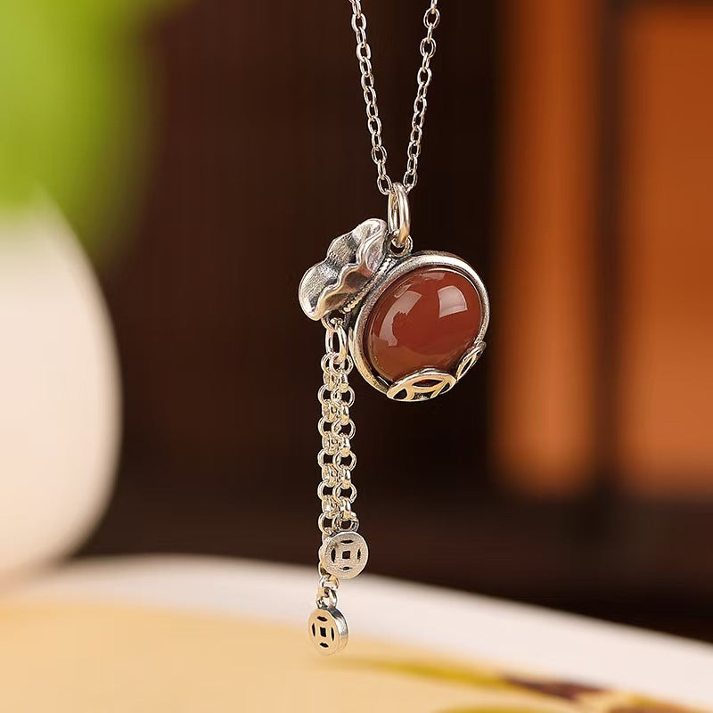 Red Agate Money Bag Necklace-Symbol of Prosperity