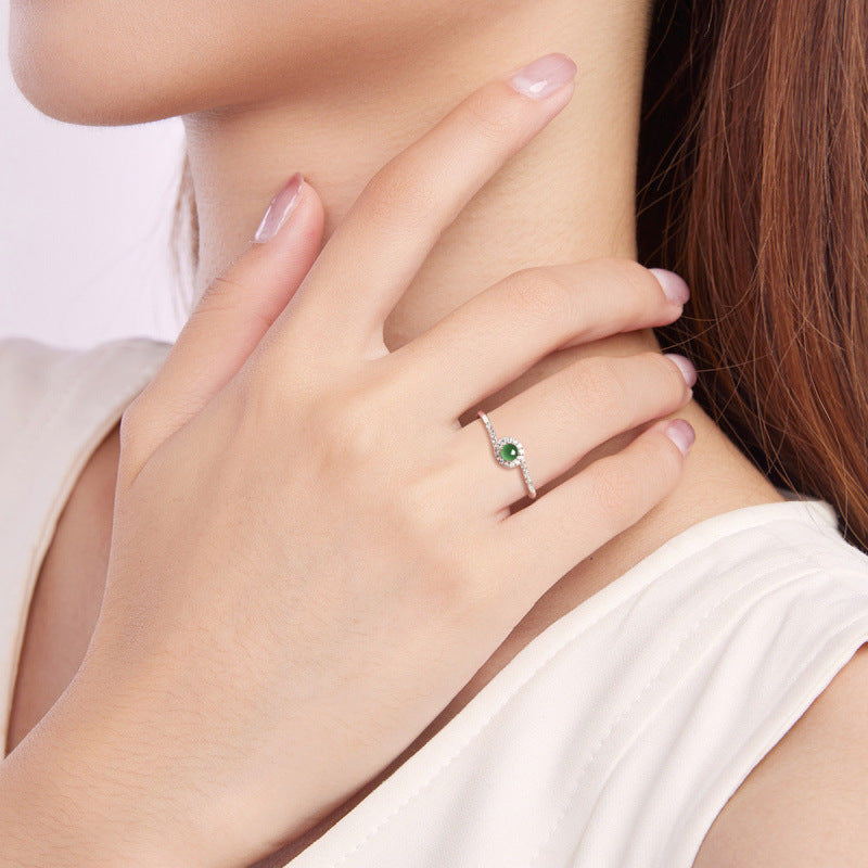 Grade A Jade Wealth Silver Ring(Adjustable)
