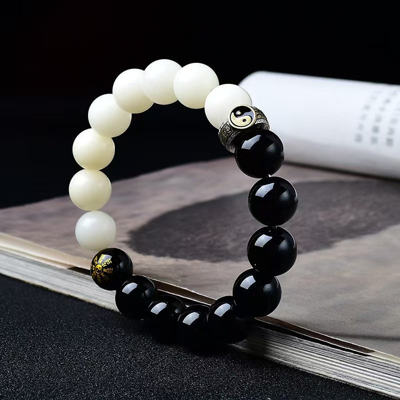Yin Yang Balance Obsidian Ba Gua Bracelet-Protection & Harmony