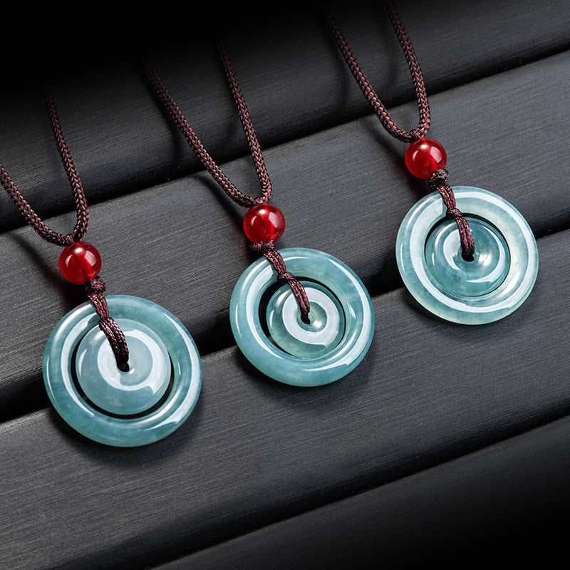 Peaceful Union Mother & Child Jade Safety Buckle Pendant Necklace