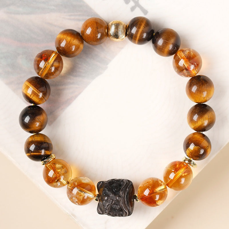 Guardian Lion Citrine Bracelet-Courage. Focus & Steady Confidence