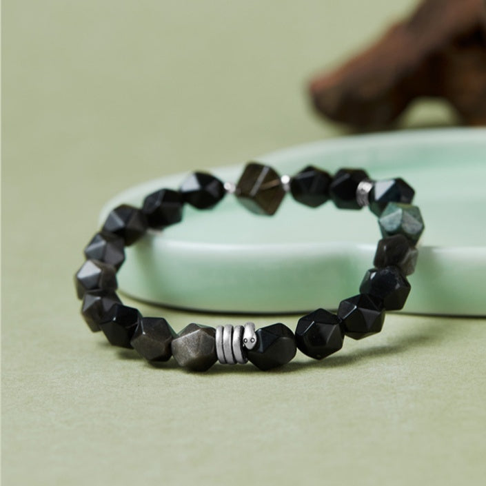 Serpent Obsidian Smoky Quartz Bracelet-Enduring Grace