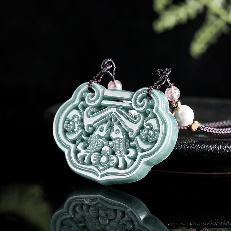 Abundant Fortune Koi Jade Pendant – Prosperity. Harmony & Continuous Wealth