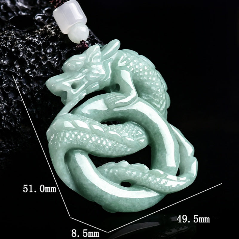 Prosperous Ascent Jade Dragon Pendant
