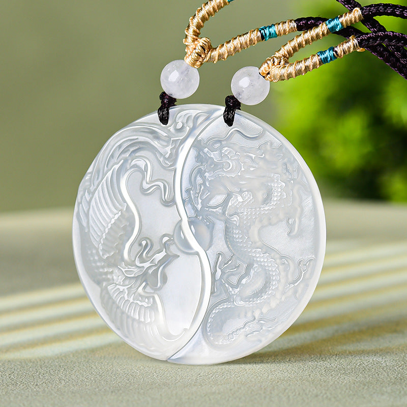 Dragon & Phoenix Couple Agate Unity Pendant Set ¨C Love. Harmony & Lifelong Bond