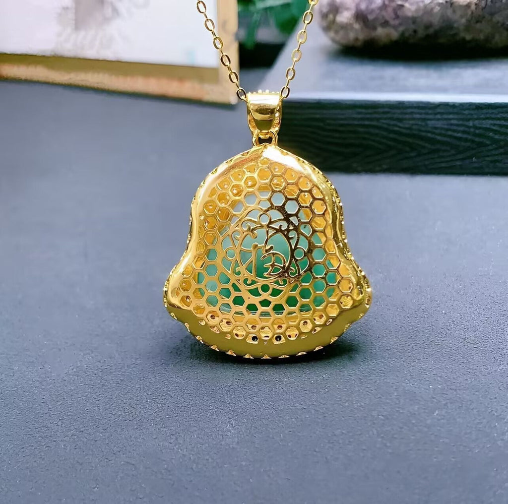 Laughing Buddha Ice Jade Necklace-Present Awareness