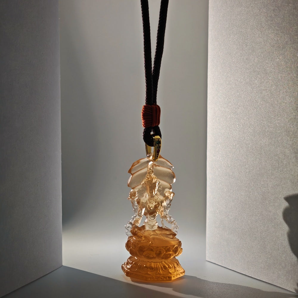 Four-Arm Guanyin Liuli Pendant¨CCompassion. Balance & Gentle Protection