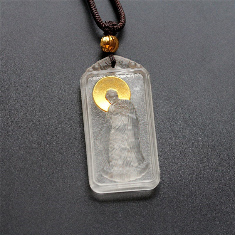 Sacred Zen Gilded Liuli Buddha Pendant - Golden Body & Halo Protection Series