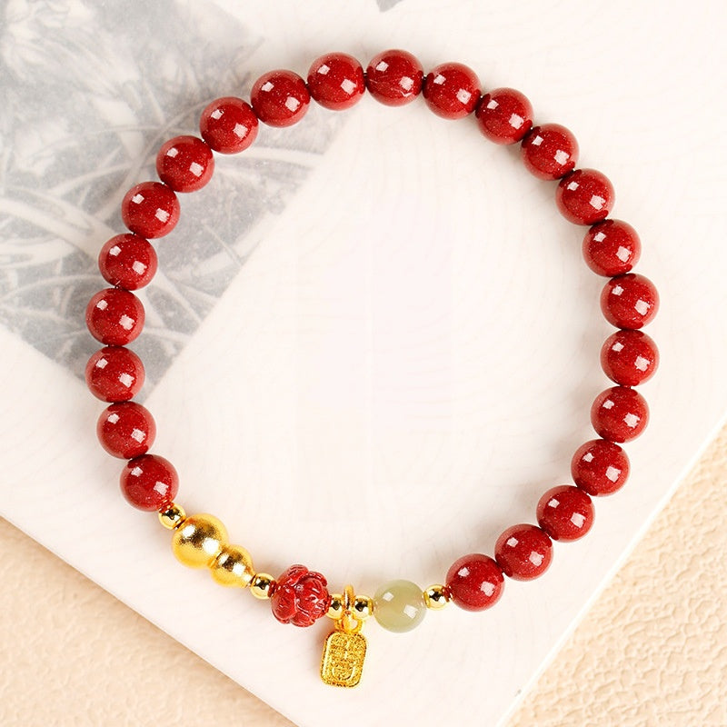 Cinnabar Lotus Jade Bead Bracelet-Poised for Better Turns