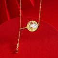 Deluxe 18K Gold Plated 925 Sterling Silver Plum Blossom Fan Pendant Necklace