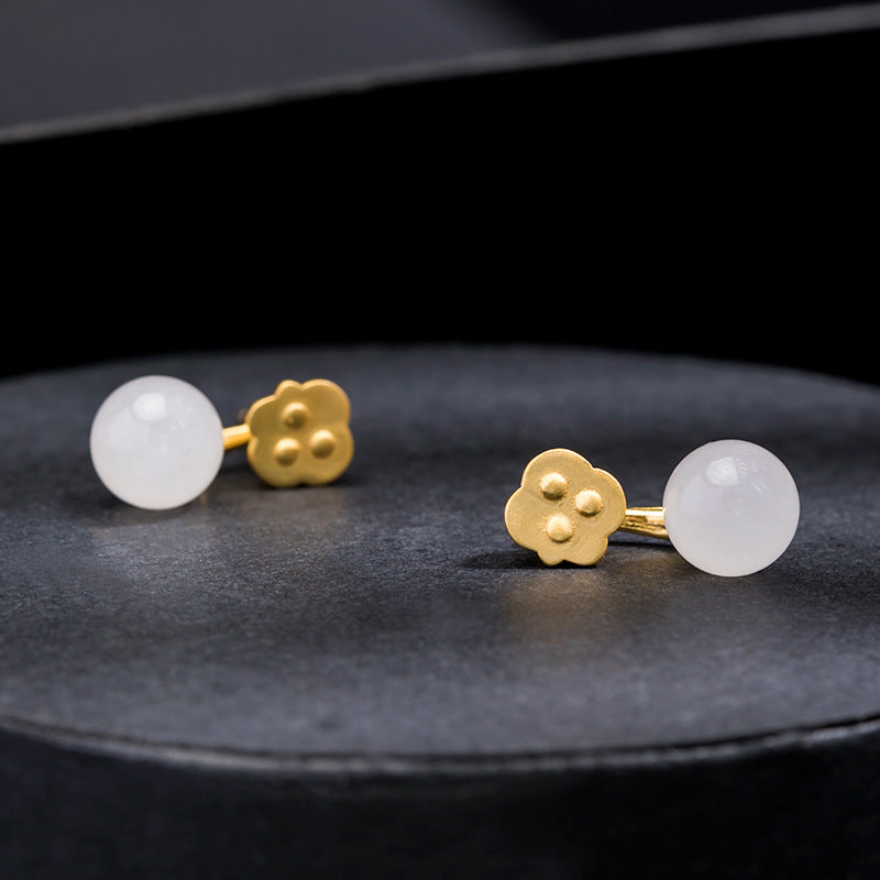 Nephrite Jade Lotus Pod Earrings-Gentle Renewal