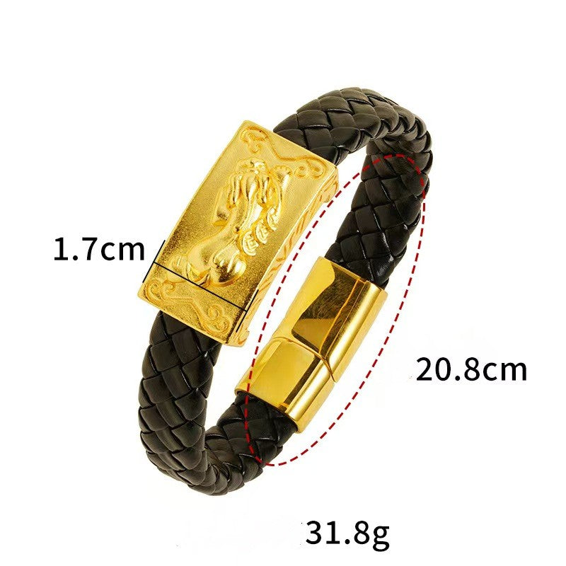 Fortune Beast Pixiu Leather Bracelet-Traditional Prosperity Symbol