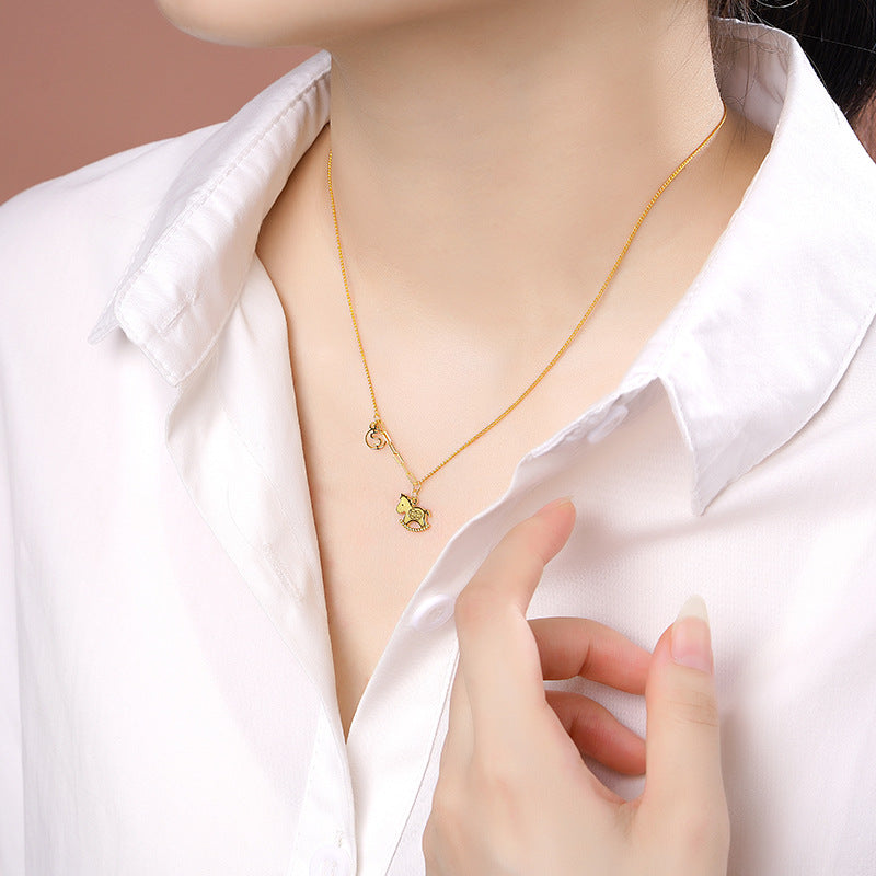 Lucky Horse Golden Necklace¨C2026 Year of the Horse Symbol of Progress & Prosperity