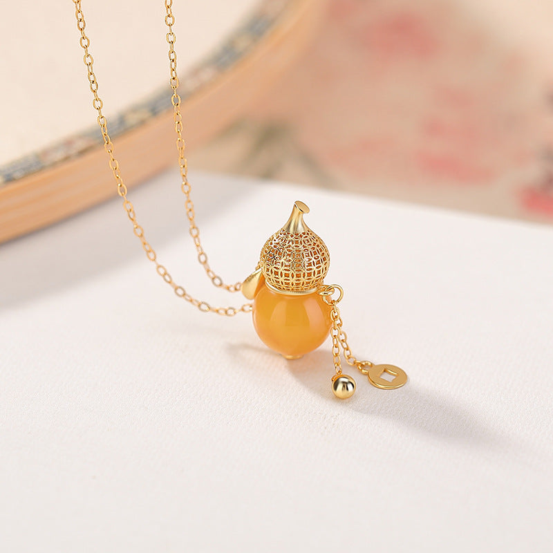 Amber Calabash 18K Gold-Plated Sterling Silver Pendant Necklace-Abundance in Bloom